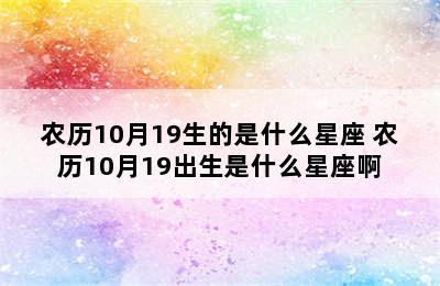 农历10月19生的是什么星座 农历10月19出生是什么星座啊